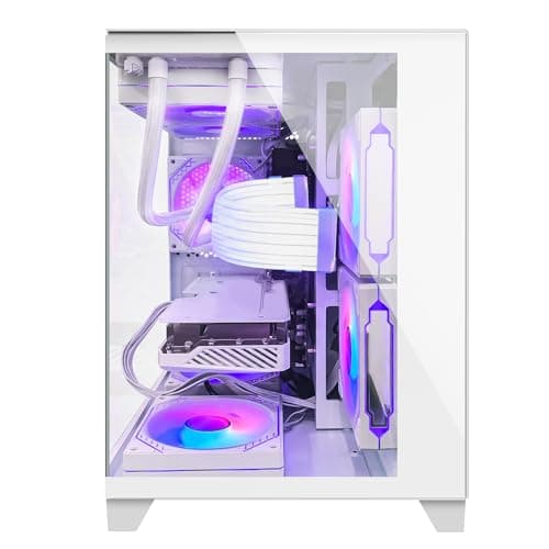 HELLOLAND Gaming PC Desktop Computer | AMD Ryzen 7 7800X3D & RTX 5070 12GB | 32GB DDR5 6000MHz RAM | 1TB SSD | PSU 650W | 240mm Liquid Cooler & ARGB Fans with Software | Windows 11 | White — view 6