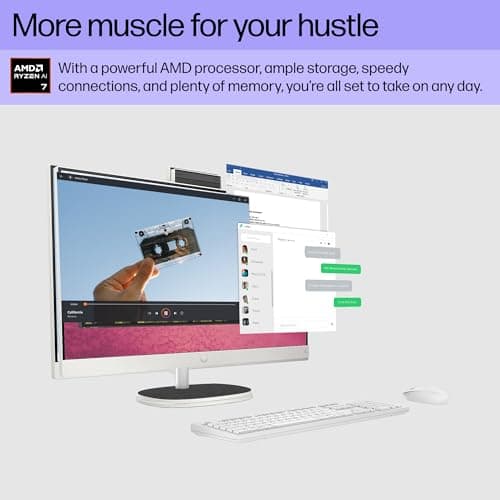 HP 27" All-in-One FHD Touchscreen Desktop Computer, AMD Ryzen AI 7 350(8-Core), 32 GB DDR5-5600 MT/s, 2 TB SSD, AMD Radeon 860M, Wi-Fi6, BT5.4, Copilot+ PC, Windows 11 Pro, w/RECOLX AI Voice Recorder — view 3
