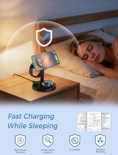 Magnetic Wireless Charger for Samsung, 3 in 1 Super Fast Charging Station Compatible with MagSafe, Phone Charger Stand for Samsung Galaxy S26 Ultra S25 Z Fold/Flip 7, Watch Ultra 8 7 6, Buds 4/3 Pro — view 7