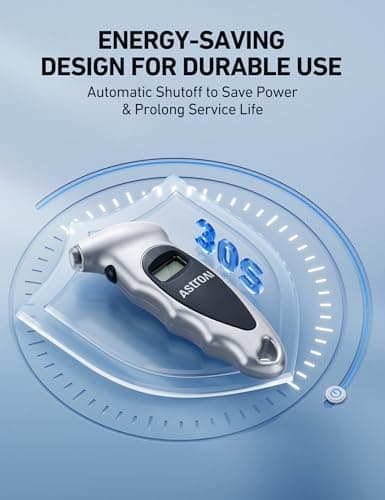 AstroAI Digital Tire Pressure Gauge 0-150PSI Calibrated to ANSI B40.7 +/-1PSI, Accurate in 0.1 Increments, 4 Pressure Measurements for Car Truck Bicycle with Backlight LCD, Silver — view 4