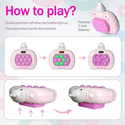 Blackma Fast Push Pop Game - Light Up Fidget Toy for Kids, Handheld Sensory Puzzle Game, Christmas & Birthday Gifts for 3-12 Year Old Boys & Girls (Rabbit) — view 2