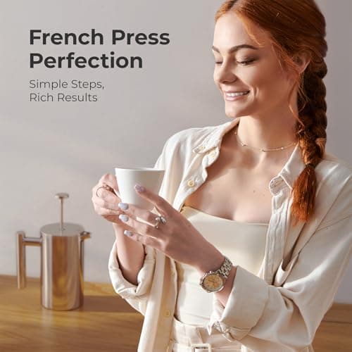 MuellerLiving French Press Coffee Maker 20oz, Stainless Steel French Press Coffee, 4 Filter Heat Resistant Double Insulated, Rust-Free, Food Grade, Dishwasher Safe Coffee Pot — view 7