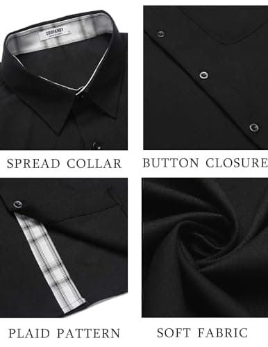 COOFANDY Men's Button Down Shirts Short Sleeve Casual Shirts Summer Beach Shirts Vacation Wedding Shirts with Pocket Black — view 4