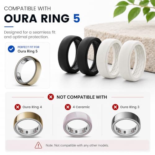 sylacor 4 Pack Ring Cover Compatible with Oura Ring 5, Ultra-Thin Silicone Ring Protector Case, Soft Comfortable Anti-Scratch Ring Guard, Supports Charging with Cover On