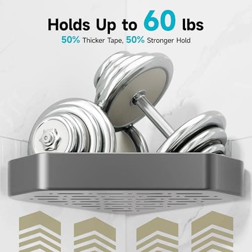 Veken Aluminum Corner Shower Caddy 4-Pack, Never Rust, No Drilling Adhesive Shelves, Stainless Rack with Soap Holder, Bathroom Organizers and Storage, Wall-Mounted Kitchen & Home Decor, Grey — view 4
