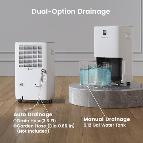 Kesnos 150 Pints Dehumidifier for Basement & Home with Drain Hose, Front Humidity Display and 2.12-Gal Water Tank, Ideal for Commercial and Industrial Large Room up to 7,500 Sq. Ft., Timer — view 2