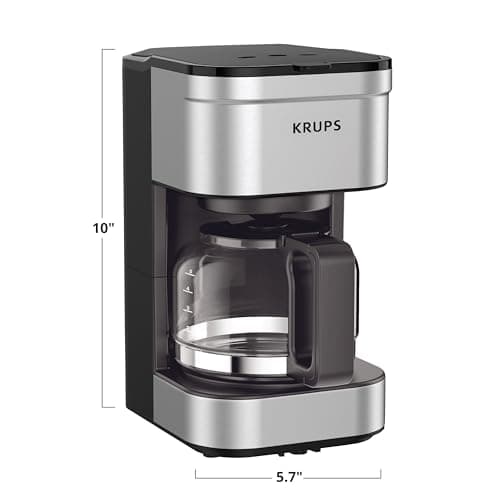 KRUPS Simply Brew Compact 5 Cup Coffee Maker: Stainless Steel Design, Pause & Brew, Keep Warm, Reusable Filter, Drip-Free Carafe — view 6