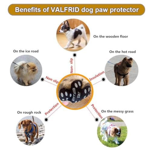 VALFRID Dog Paw Protector Anti-Slip Grips to Keeps Dogs from Slipping On Hardwood Floors,Disposable Self Adhesive Resistant Dog Shoes Booties Socks Replacement S 24 Pieces