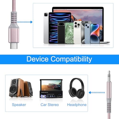 Elebase for iPhone 17 Air Aux Cable 4FT,USB C to 3.5MM Jack Auxiliary Cord — view 4