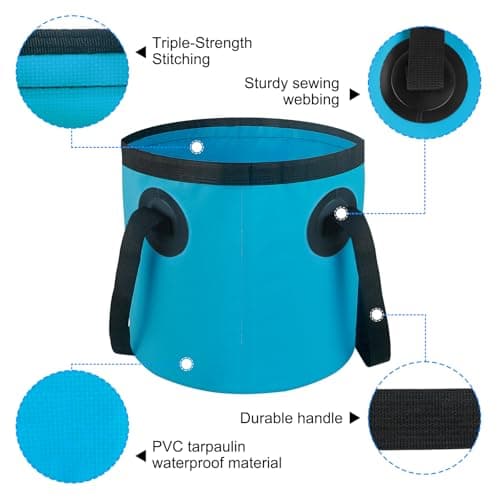 Car Wash Bucket 3.2 Gallon, Collapsible Bucket for Cleaning Supplies Car Wash Fishing, Plumbing Water Container Outdoor Camping Kids Sand Play Toy Organizer, Portable Laundry Wash Basin RV Essentials — view 2
