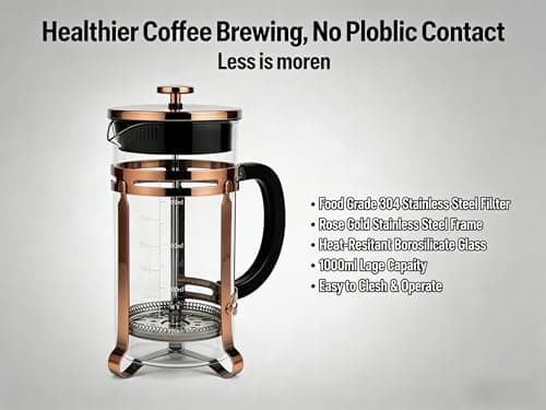 French Press Coffee Maker 21oz, Heat-Resistant Glass Coffee Maker-Bronze — view 3