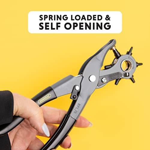 General Tools Leather Hole Punch Tool - 6 Multi-Hole Sizes for Leather, Rubber, & Plastic - Hobbies & Crafts 8.5 inches — view 4