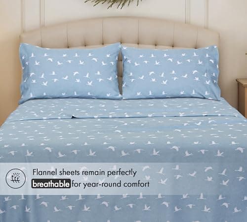 RUVANTI 100% Cotton Flannel Sheets Set - Queen - 4 Pcs - We Fly — view 3