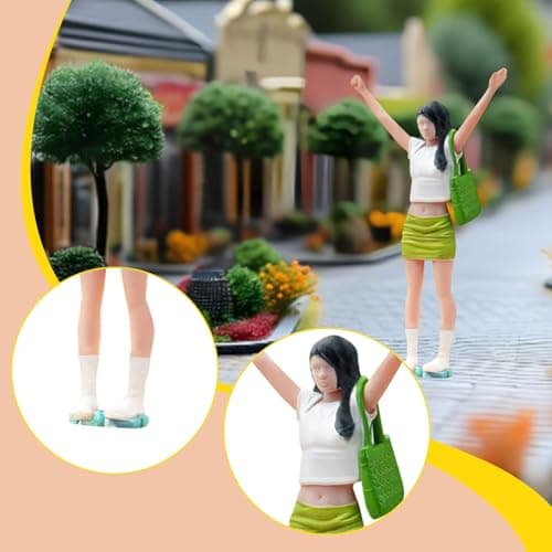 Colaxi 1/64 Miniature Girl Figures 1:64 Scale Mini Collection Resin Realistic,Diorama for Micro Landscapes Decoration Accessories