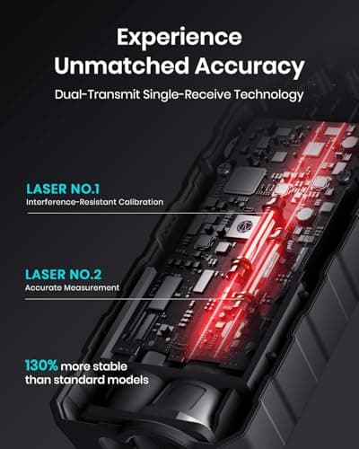 229Ft Laser Measure Device, Mileseey Digital Laser Tape Measure with Upgraded Electronic Angle Sensor, ±2mm Accuracy, Area Measurement,Volume and Pythagoras, Backlit LCD,Mute, Battery Included — view 2
