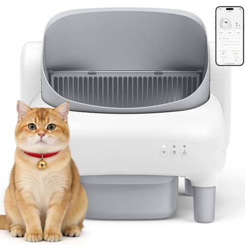 Hazrela Automatic Cat Litter Box,Self Cleaning Litter Box for Multiple Cats with Open Top Design,App Control and Safety Protection,Ultra-Quiet,Easy Setup,Light Gray