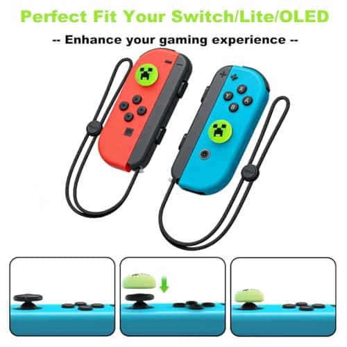 Thumb Grips Caps for Nintendo Switch 1/ OLED/Lite, 4 Pcs Silicone Thumb Grip Caps for Nintendo Switch Joystick Cover Cute Accessories Joy con Thumb Grips - Green — view 2