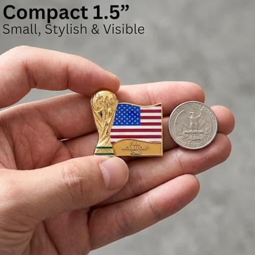 Official FIFA World Cup 2026 USA Flag & Trophy Pin – 1.5” Enamel Lapel Badge – Premium Zinc Alloy Souvenir – 2D Lacquer Emblem for Hats, Jerseys, Backpacks, Jackets, Lanyards & Displays — view 3