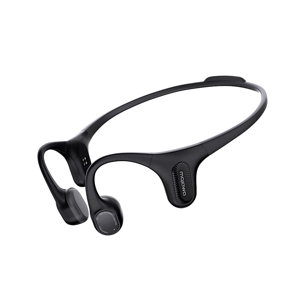 mojawa Aerra Bone Conduction Sports Headphones, Open-Ear, Bluetooth 5.2, IP67 Waterproof, Noise-Cancelling Mic, for Running, Cycling, Hiking, Surfing, Gym, and Workout, Black