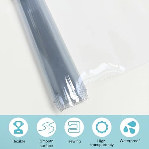 Clear Vinyl for Sewing, Transparent PVC Fabric Roll 15.7" x 48", 0.3mm Waterproof Clear Vinyl Fabric for Bags, Hair Bows, Cosmetic Bags, DIY Crafts and Sewing Projects — view 2