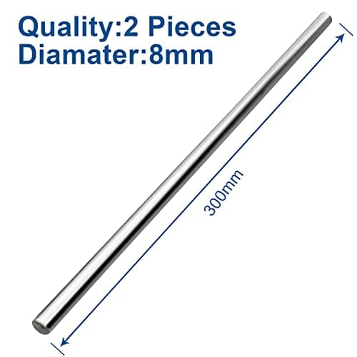 Litoexpe 2-Pack 8mm x 300mm Linear Motion Rods Shaft Guide for 3D Printer and DIY Craft Tool, Linear Motion Guide Case Hardened Chrome, Diameter 8mm, 5/16" x 11.81"