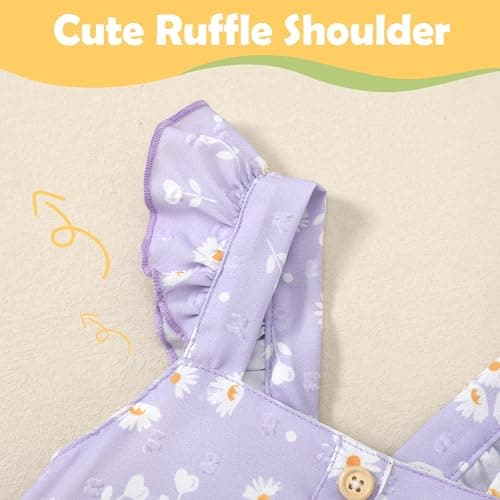 DeeFant Toddler Girl Dress Ruffle Sleeveless Little Girls Summer Outfits Kids Dresses Floral Sundress Beach Casual Purple 5-6T — view 4