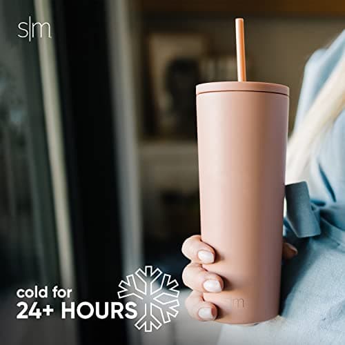 Simple Modern Insulated Tumbler with Straw and Lid | Iced Coffee Cup Reusable Stainless Steel Water Bottle Travel Mug | Gifts for Women & Men | Classic Collection | 24oz | Winter White — view 4