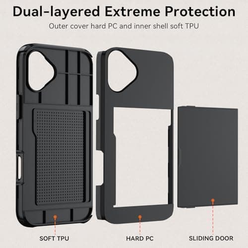 Qinmay Compatible with iPhone 17 Case Wallet,Built-in Card Holder, Heavy Duty Protective Dual Layer Shockproof Hidden Card Slot Slim Wallet Phone Cover for iPhone 17 ，Black — view 6