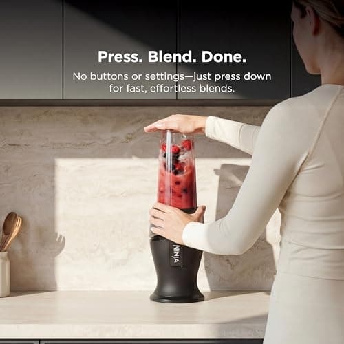 Ninja Fit Compact Personal Blender | For Smoothies, Shakes & Frozen Drinks | (2) 16-oz. To-Go Cups with Spout Lids | 700-Watt Countertop | Black | QB3001SS — view 2