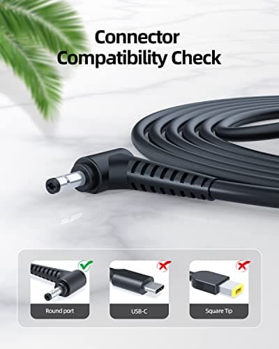 Charger Fit for Lenovo Ideapad 3, 1, 5, 330 330S S340 S145 320 310 510 520, Fit for Flex 5 4 6 14, Yoga 710 N22 N23 N42 V14 V15 V17 110 120 130 Foldable Plug, Charging Indicator, 65W 45W — view 2