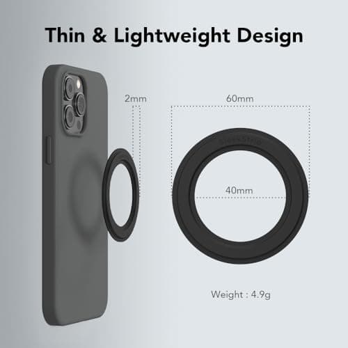 SleekStrip Mag Ring MagSafe Magnetic Ring Adapter for iPhone Android Kindle Strong Adhesive MagSafe Sticker for Phone Case Back of Phone Magnetic Converter Kit Accessory — view 4
