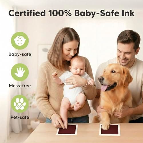 1pk Inkless Baby Hand and Footprint Kit, Mess Free Ink Pad (Auburn, J) — view 3