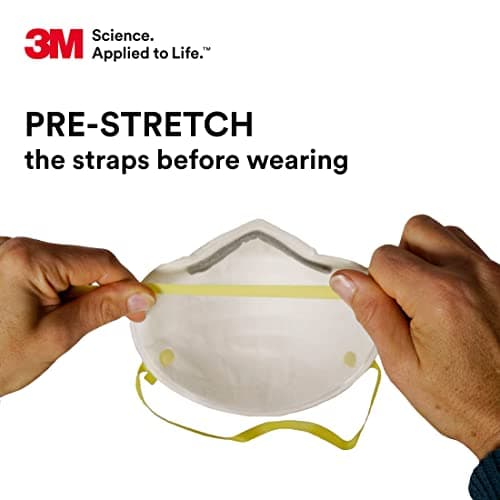 3M 8210 Particulate Respirator, N95, Pack of 20 Disposable Respirators, NIOSH APPROVED, Two-Strap Cup Style Design, Lightweight with Cushioning Nose Foam — view 2