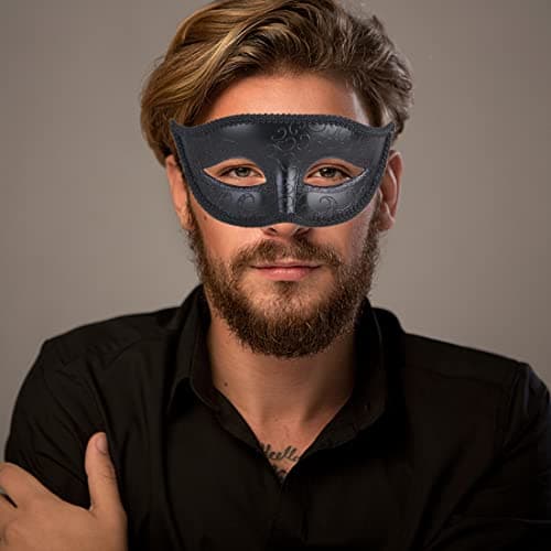IETANG On Stick Couple's Gorgeous Venetian Masquerade Masks Party Costumes Accessory (on Stick-black) — view 5