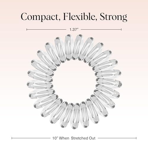Kitsch Spiral Hair Ties for Women – Coiled Plastic Hair Ties No Damage, Ponytail Holders for Thick and Thin Hair – Creaseless and Dent-Free, Phone Cord Style - Clear, 8 Pcs