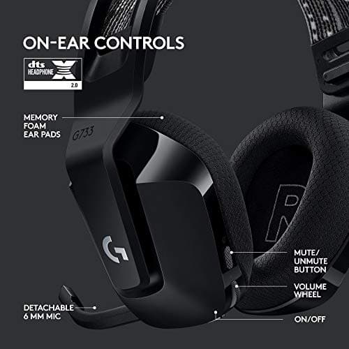 Logitech G733 Lightspeed Wireless Gaming Headset, Suspension Headband, Lightsync RGB, Blue VO!CE Mic, PRO-G Audio – Black, Gaming Headset Wireless, PC, PS5, PS4, Switch Compatible — view 5