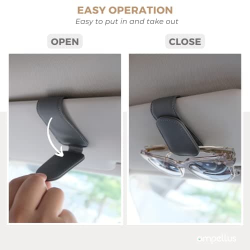 Ompellus Magnetic Leather Sunglass Holder, Eyeglass Hanger Clip for Car Sun Visor, Suitable for Different Size Eyeglasses (Beige) — view 5