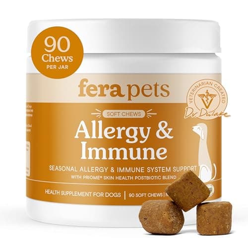 Fera Pets Dog Allergy & Immune Support with Turkey Tail Mushroom, 90 Chews