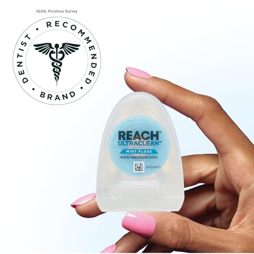 REACH Ultraclean Dental Floss, Mint, Plaque Remover for Teeth, Shred Resistant, Waxed, Easy on Gums & Teeth, Mint, Oral Care, PFAS Free, for Adults & Kids, 6 Pack, 30 yd — view 5