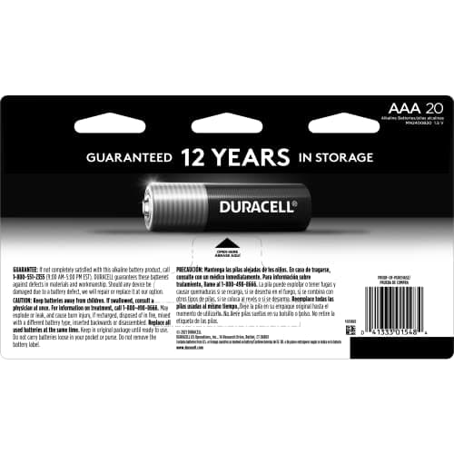 Duracell Coppertop AAA Batteries with Power Boost Ingredients, 20 Count (Pack of 1) Triple A Battery with Long-Lasting Power, Alkaline AAA Battery for Household and Office Devices