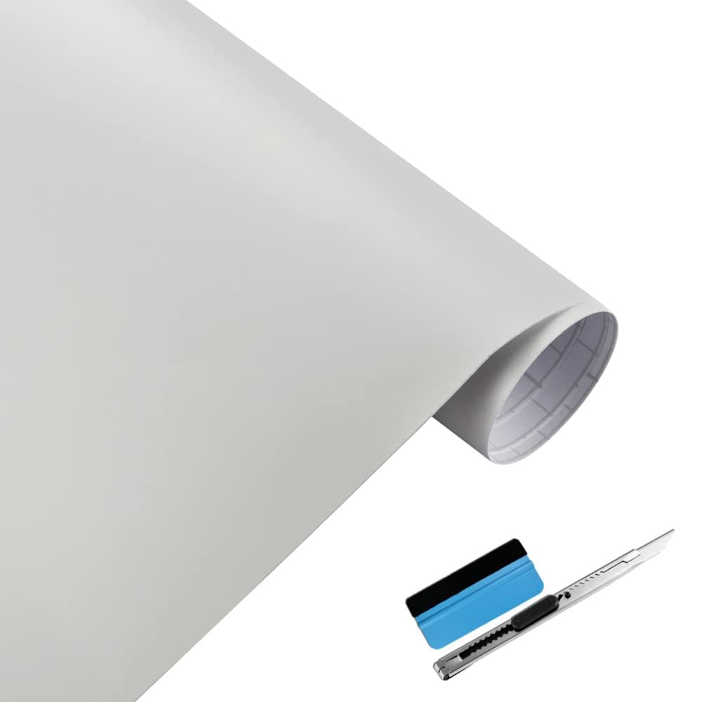 NewL Película autoadhesiva de Vinilo Blanco Mate para liberación de Aire, clasificación al Aire Libre para Uso automotriz, Contiene Herramientas de instalación (30 cm x 150 cm)