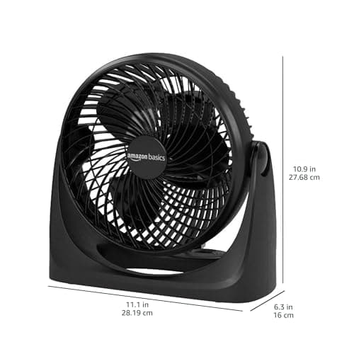 Amazon Basics Air Circulator Fan, Desk Fan for Bedroom, Home and Office, With 90-Degree Tilt Head, 3 Speed Settings, Lightweight (3 LBS), 35 Watts, Black, 11.1"W x 6.3"D x 10.9"H — view 2