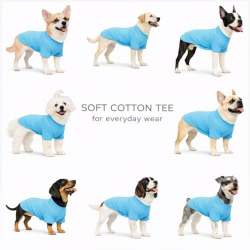 Lovelonglong Pet Clothing Dog Costumes Basic Blank T-Shirt Tee Shirts for Medium Dogs Turquoise XXL — view 4