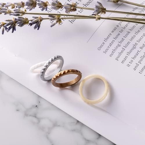 Egnaro Silicone Wedding bands women:2.5mm Wide - 2mm Thick Gold and Silver Rubber Rings with Half Size,4-8 Variety Multipack