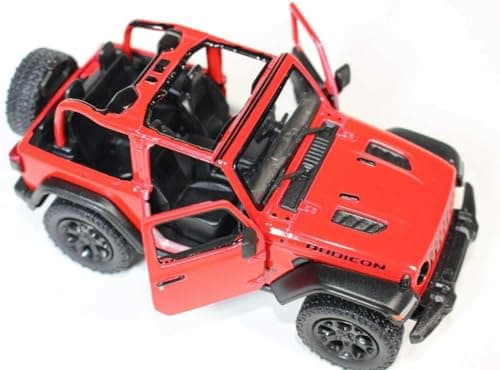 KiNSMART - Jeep Wrangler Rubicon Off Road 4x4 5 inch 1:34 Scale Die Cast Model Replica Toy Car (Red Opentop) — view 3