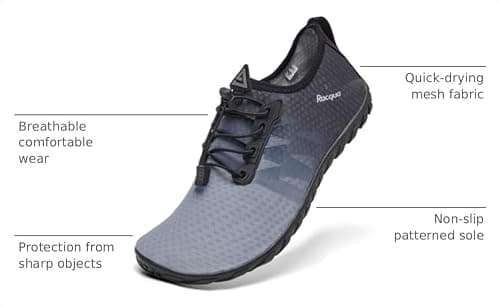 Racqua Mens Swim Water Shoes Barefoot Quick Dry Lightweight Pool Gradient Sports Beach Aqua Outdoor Shoes Grey/Black 11.5 Women/10.5 Men — view 2