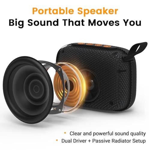IPX5 Waterproof Portable Bluetooth Speaker, Compact Wireless Outdoor Travel Speaker with Lights & Lanyard, 10H Playtime, BT 5.3 Stable Connection, Mini Pocket Sound Box for Beach Camping Shower — view 5