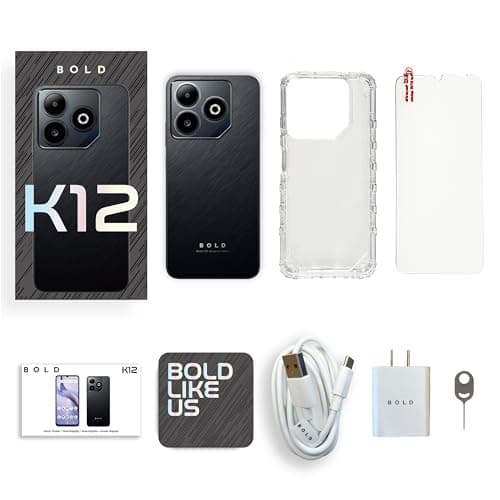 Bold K12 | 2025 | Unlocked | 6.8” HD+ 120Hz Infinity Display | 50MP Main + 8MP Selfie Cameras | 128GB Internal Storage | US Version | US Warranty | Black Blue — view 6