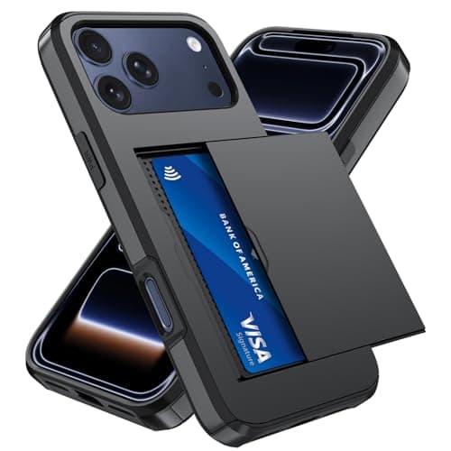 Qinmay Compatible with iPhone 17 Pro Max Case Wallet,Built-in Card Holder, Heavy Duty Protective Dual Layer Shockproof Hidden Card Slot Slim Wallet Phone Cover for iPhone 17 Pro Max，Black