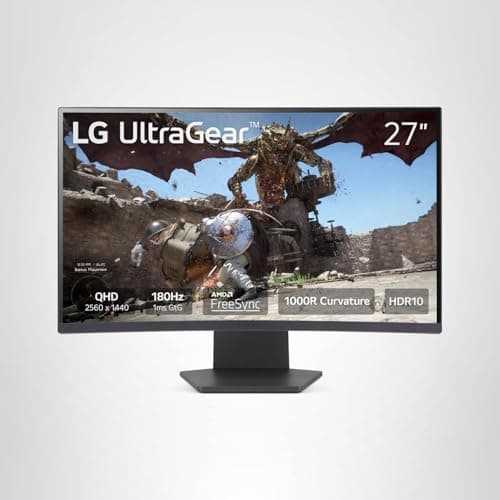LG 27GS60QC-B Ultragear 27-inch Curved Gaming Monitor QHD (2560x1440) 180Hz 1ms 1000R AMD FreeSync HDR10 HDMIx2 DisplayPort Borderless Design Black Stabilizer DAS Crosshair FPS Counter - Black — view 10
